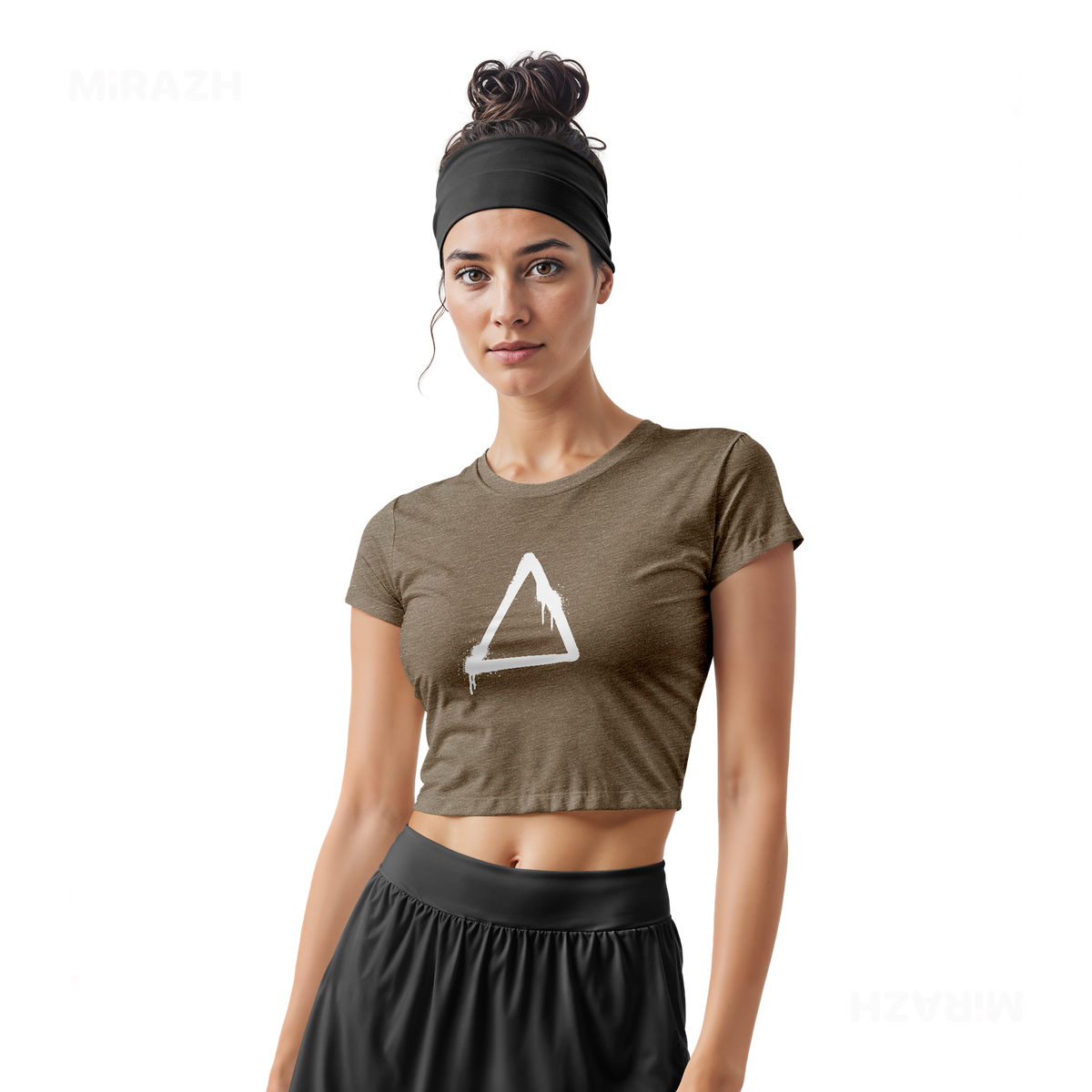 RisingTriangle Fitted Crop Top 02 Heather Olive