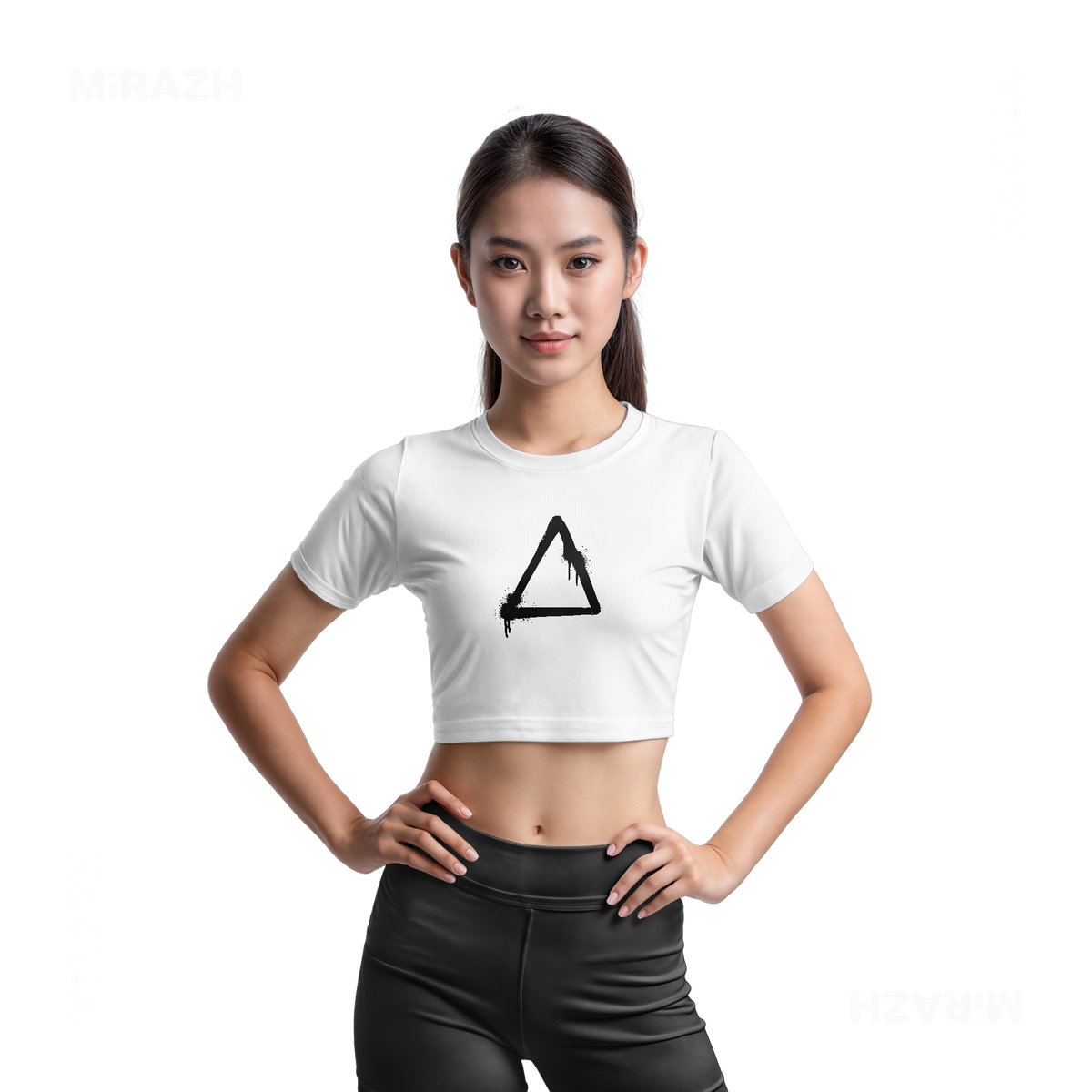 RisingTriangle Fitted Crop Top 03 White