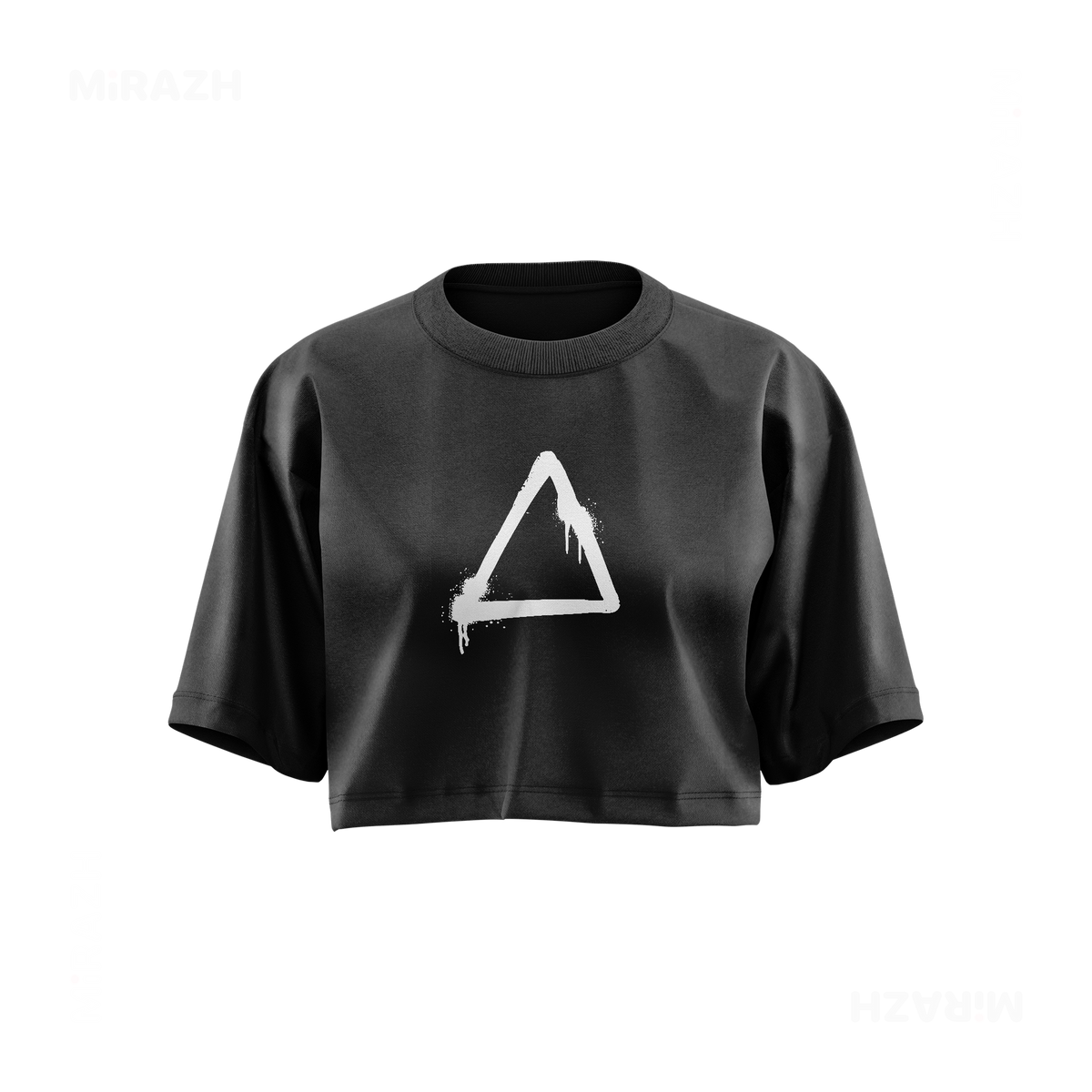 RisingTriangle Over Sized Crop Top 01 Faded Black