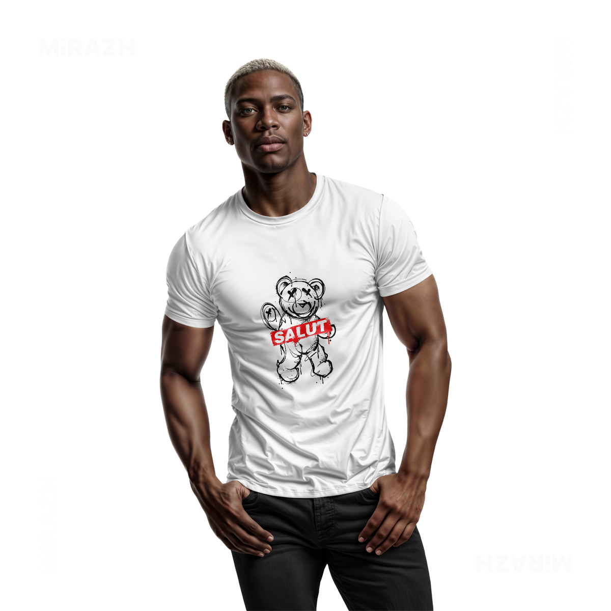 SalutRebelBear Adult T Shirt 02 White
