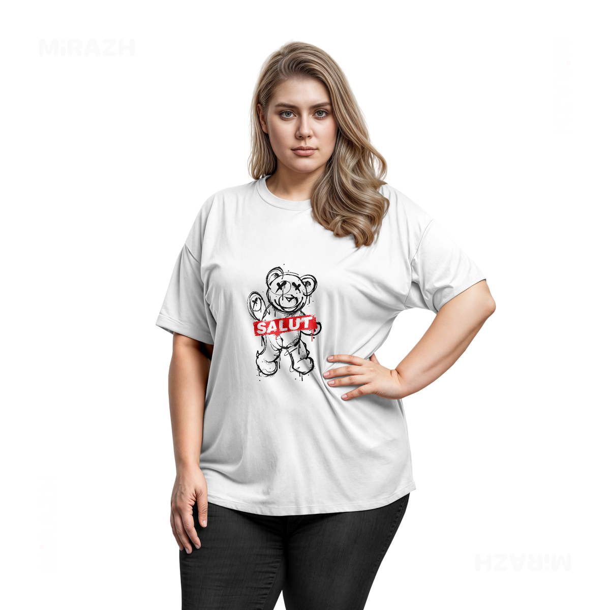 SalutRebelBear Adult T Shirt 03 White