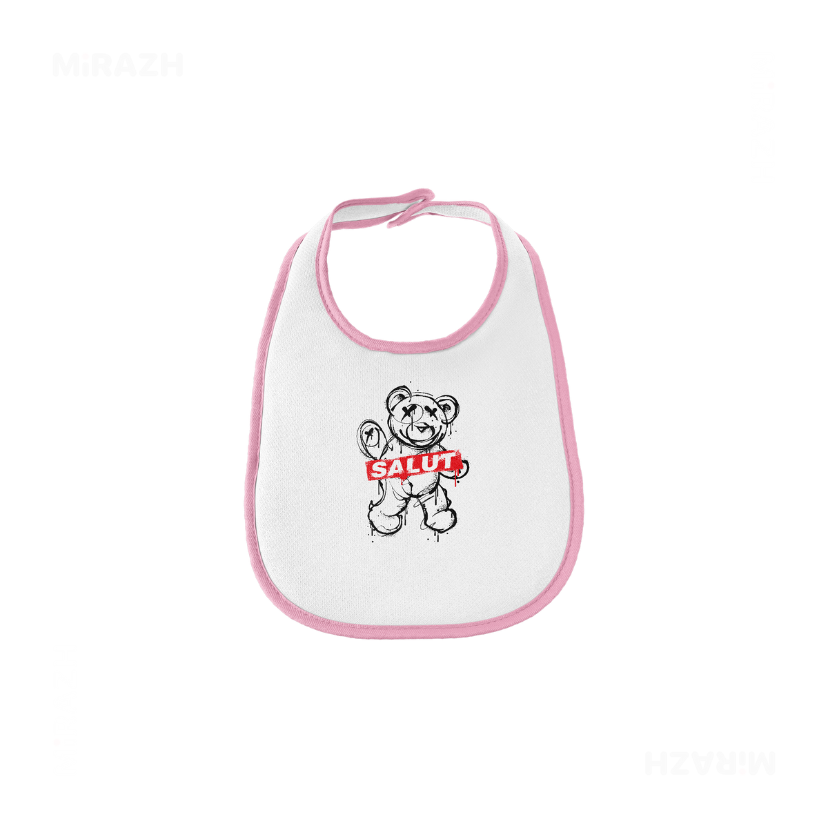 SalutRebelBear Baby Bibs 01 White Pink