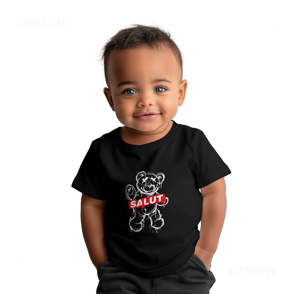 SalutRebelBear Baby T Shirt 05 Black
