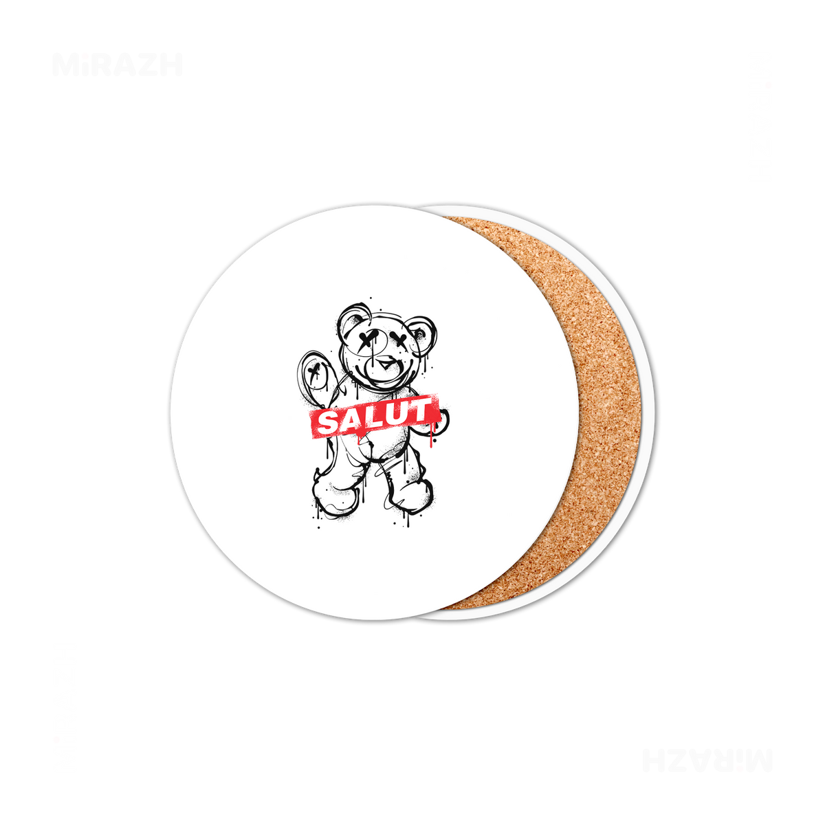 SalutRebelBear Ceramic Coaster 01 Round