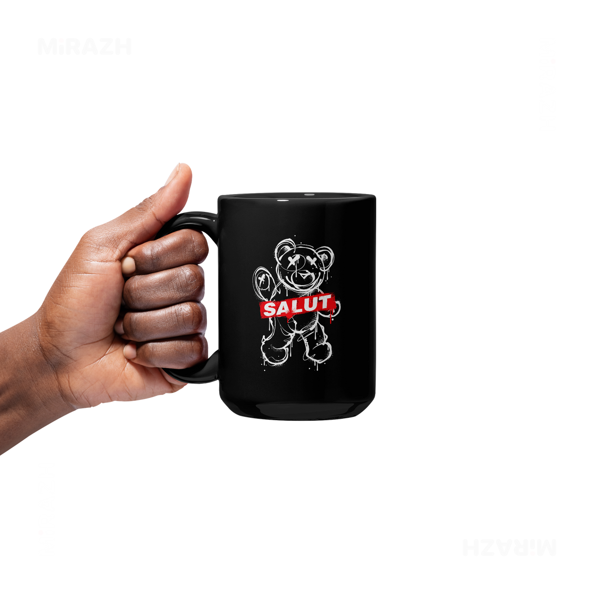 SalutRebelBear Ceramic Mug 05 Black