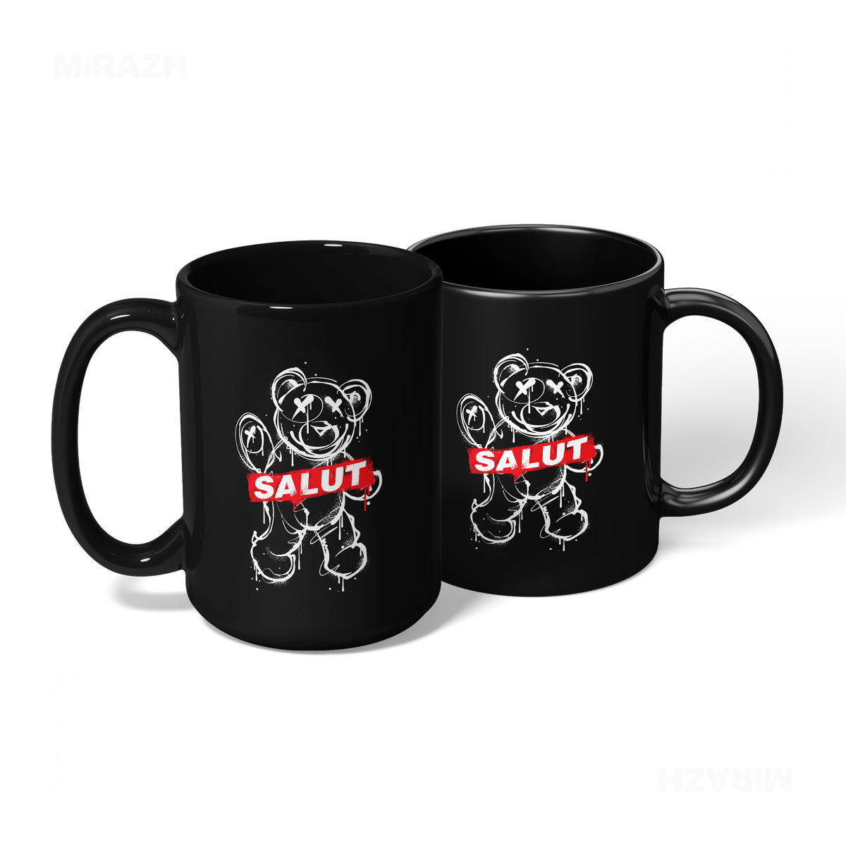 SalutRebelBear Ceramic Mug 08 Black