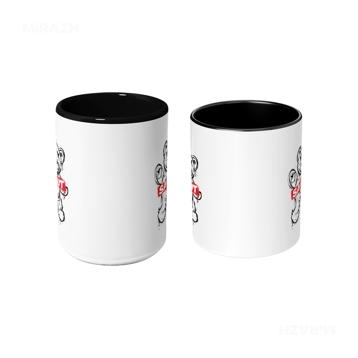 SalutRebelBear Ceramic Mug 09 White Black