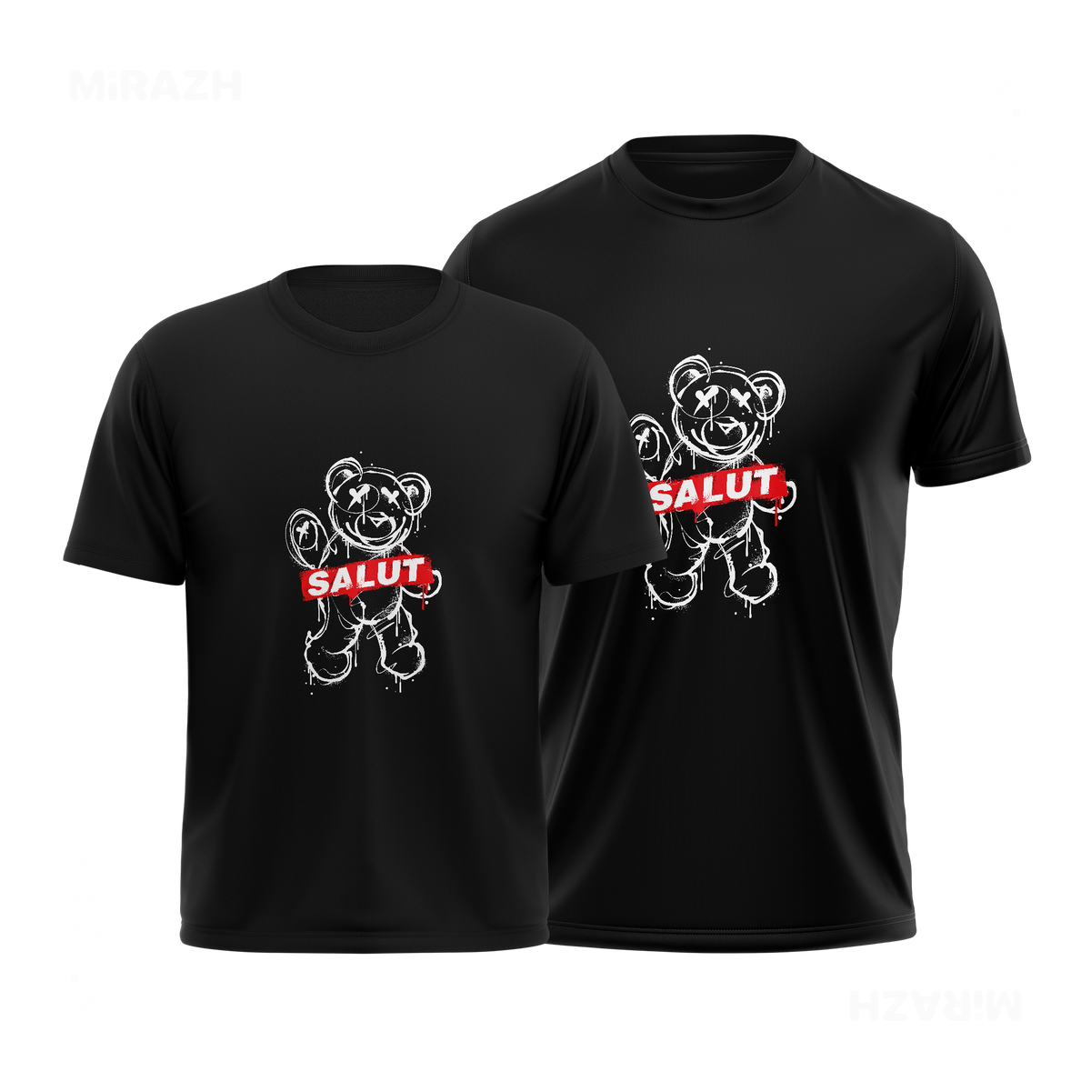 SalutRebelBear Couple T Shirt 01 Black