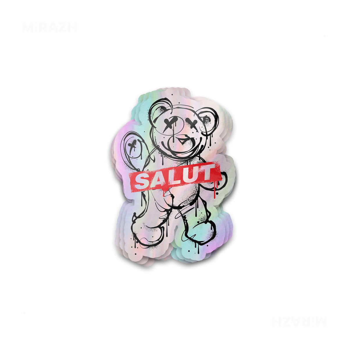 SalutRebelBear Die Cut Holographic Sticker 01
