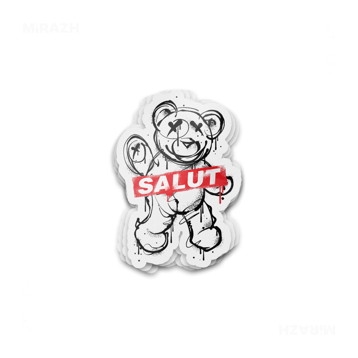 SalutRebelBear Die Cut Outdoor Sticker 01 Clear
