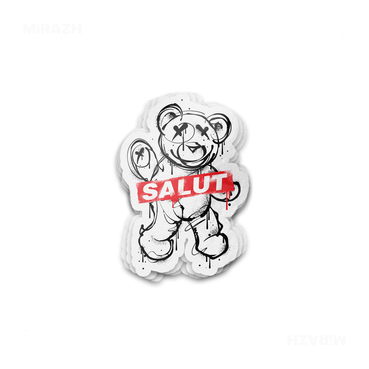 SalutRebelBear Die Cut Outdoor Sticker 01 White