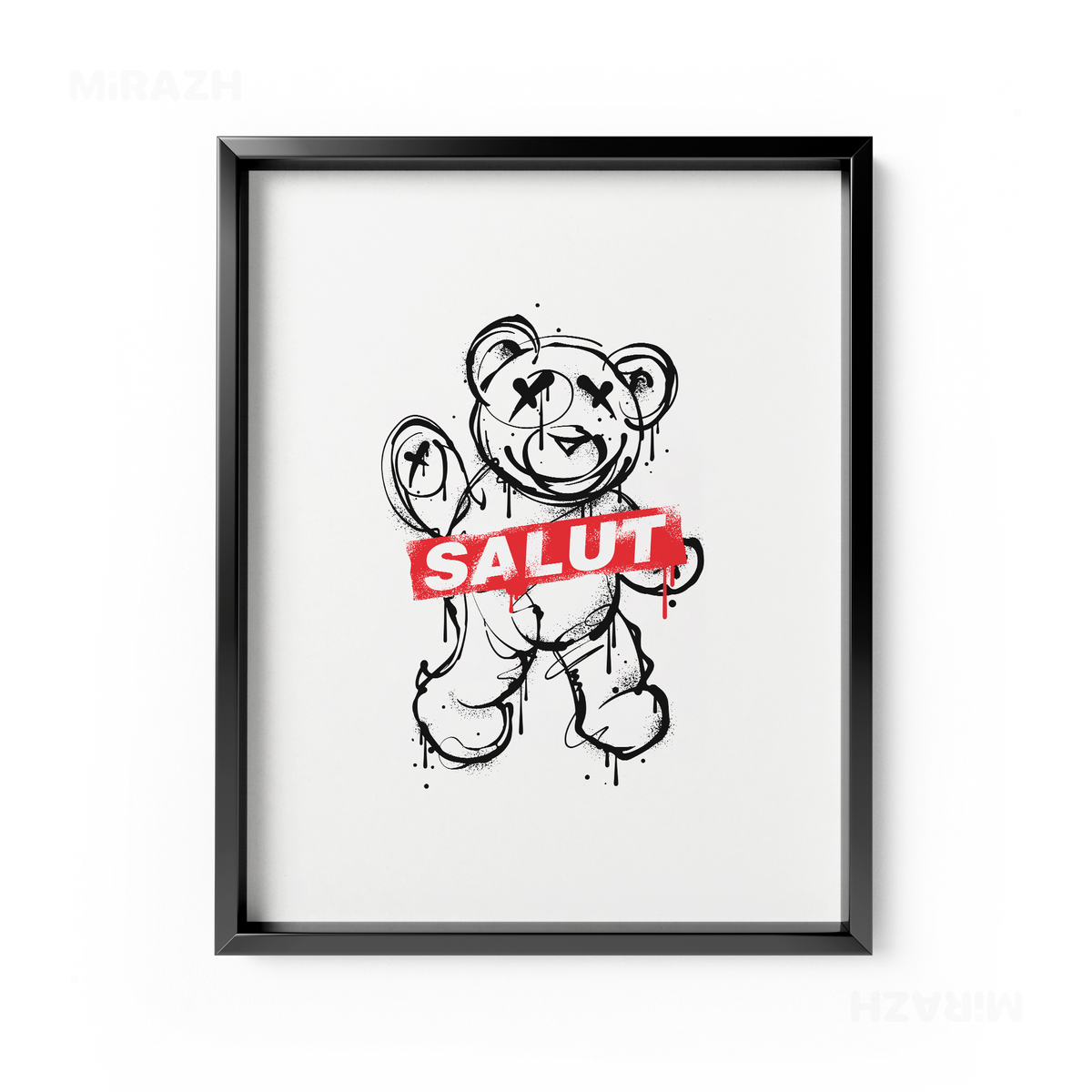 SalutRebelBear Framed Poster 01 Black Aluminum