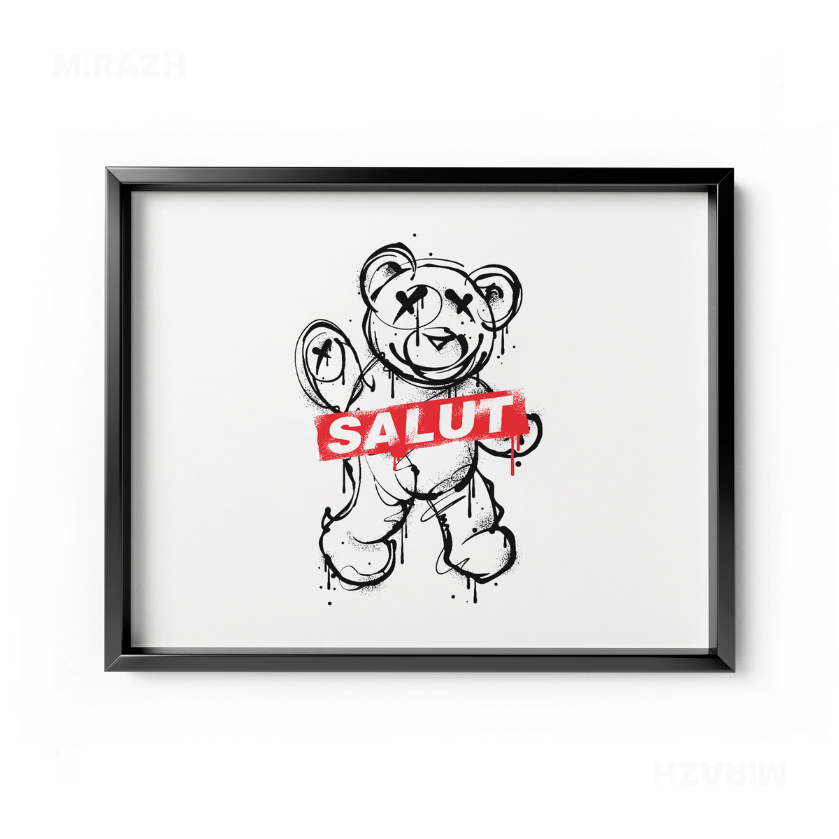SalutRebelBear Framed Poster 03 Black Aluminum