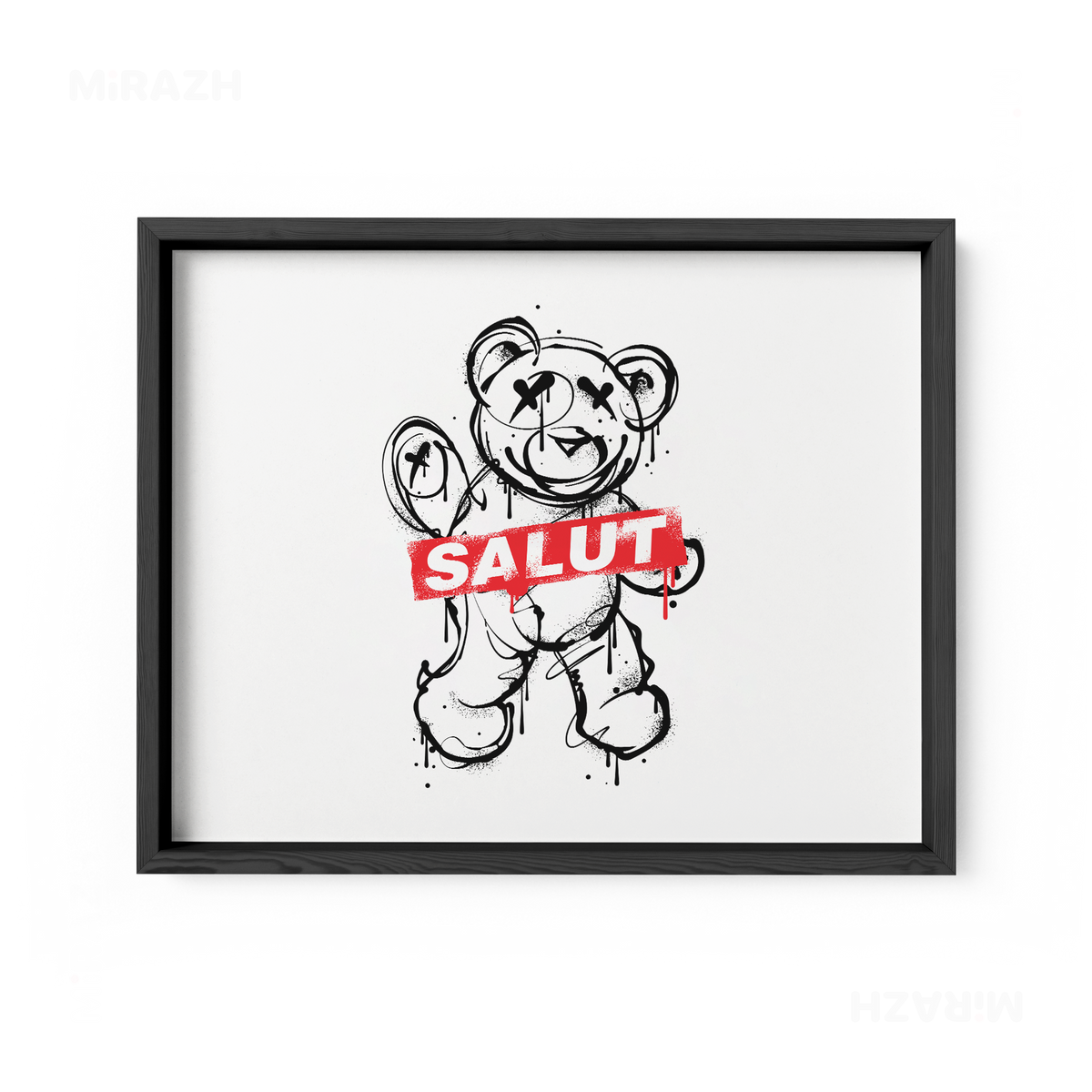 SalutRebelBear Framed Poster 03 Black Wood