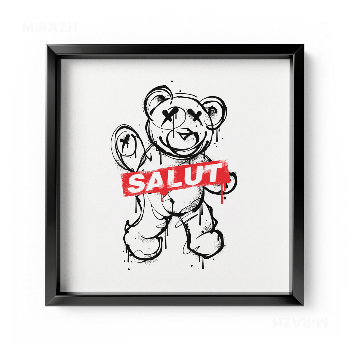 SalutRebelBear Framed Poster 04 Black Aluminum