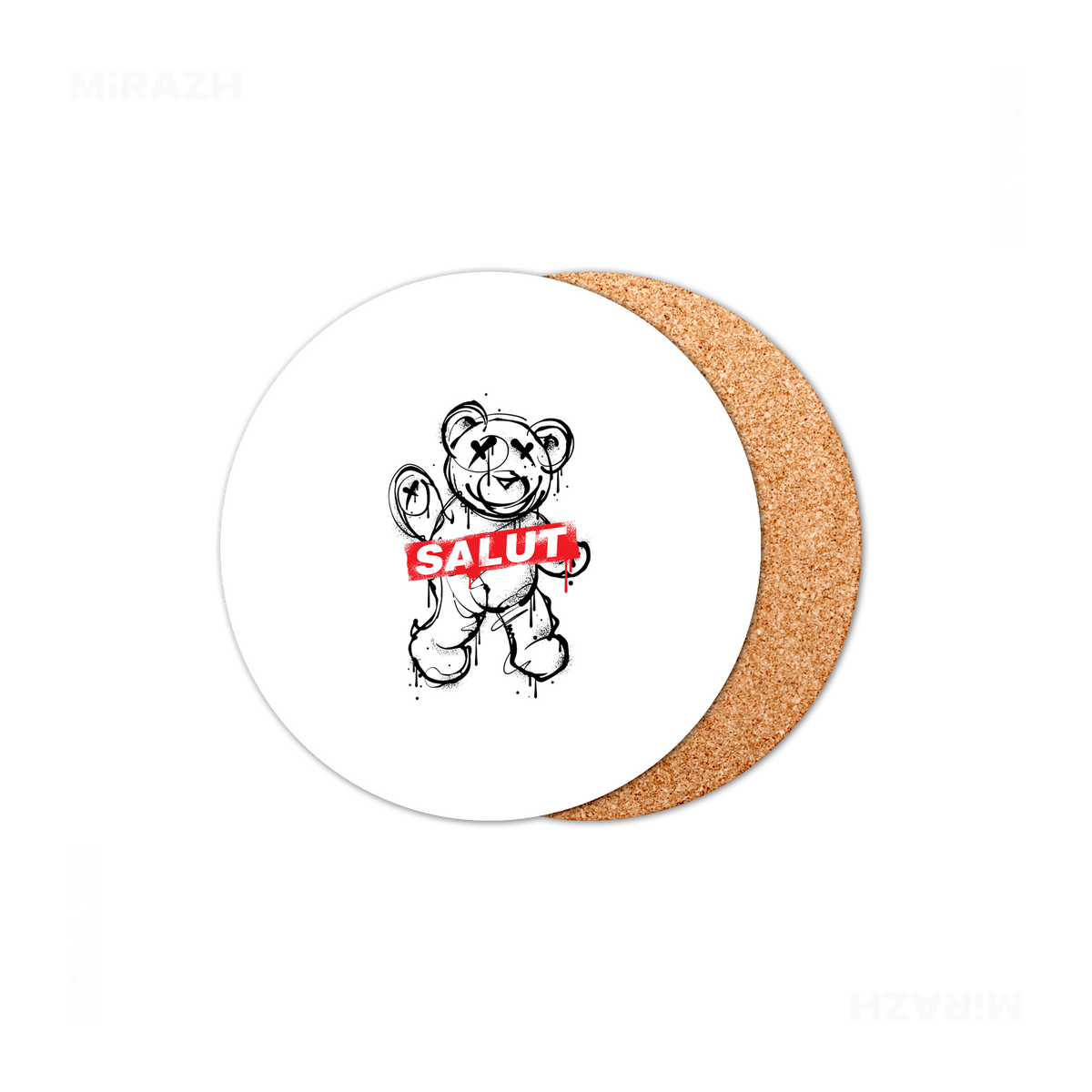 SalutRebelBear High Gloss Coaster 01 Round