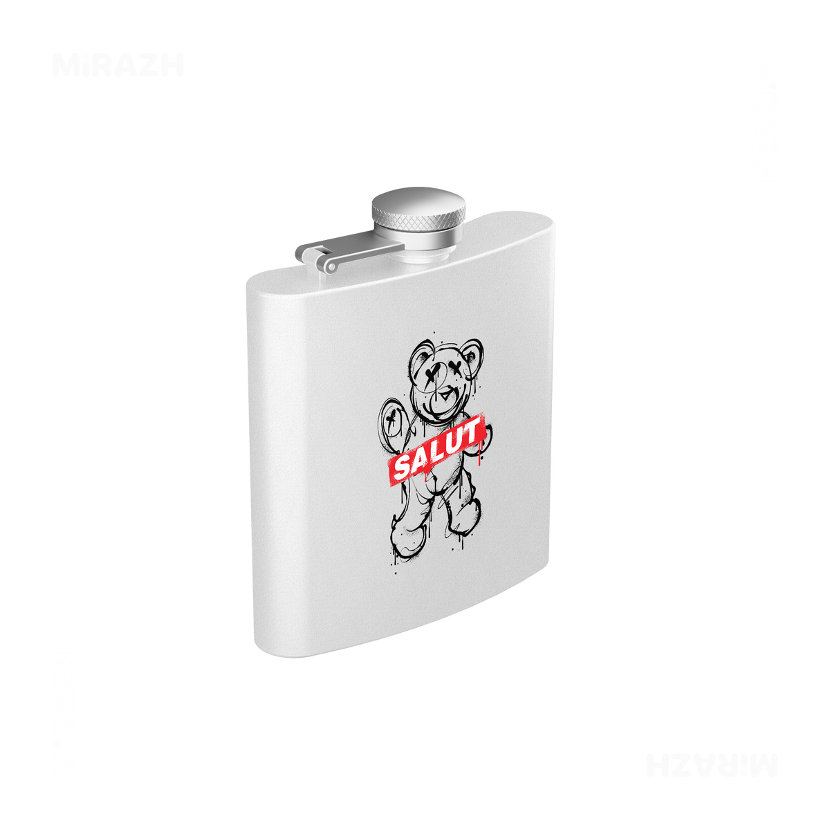 SalutRebelBear Hip Flasks 03 White