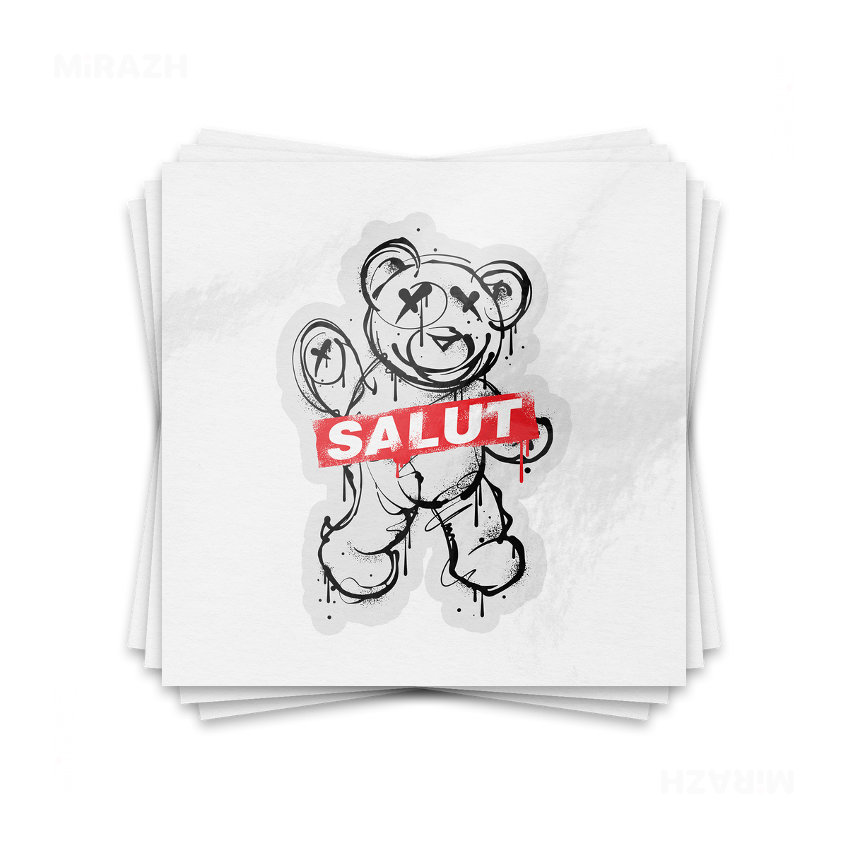 SalutRebelBear Kiss Cut Sticker 01 Clear