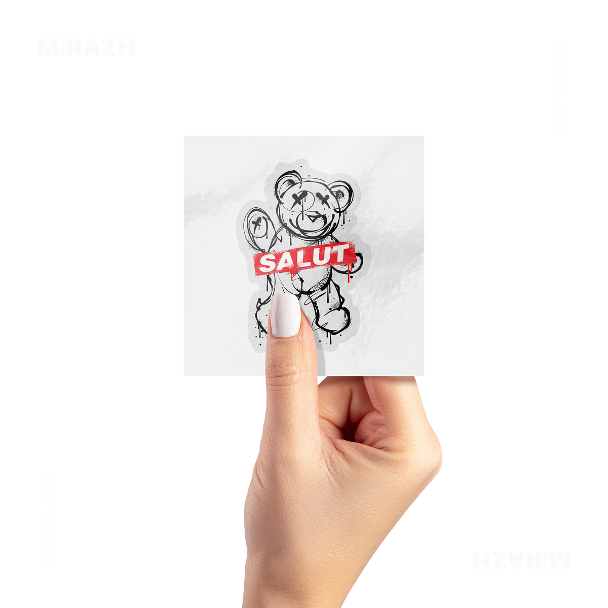 SalutRebelBear Kiss Cut Sticker 02 Clear