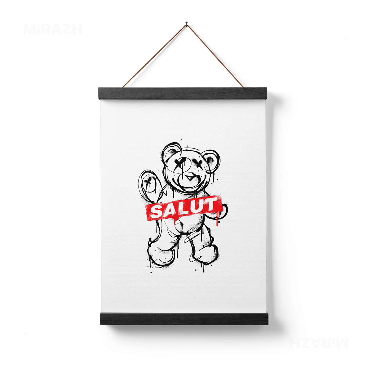 SalutRebelBear Magnetic Hanger Poster 01 Black Wood