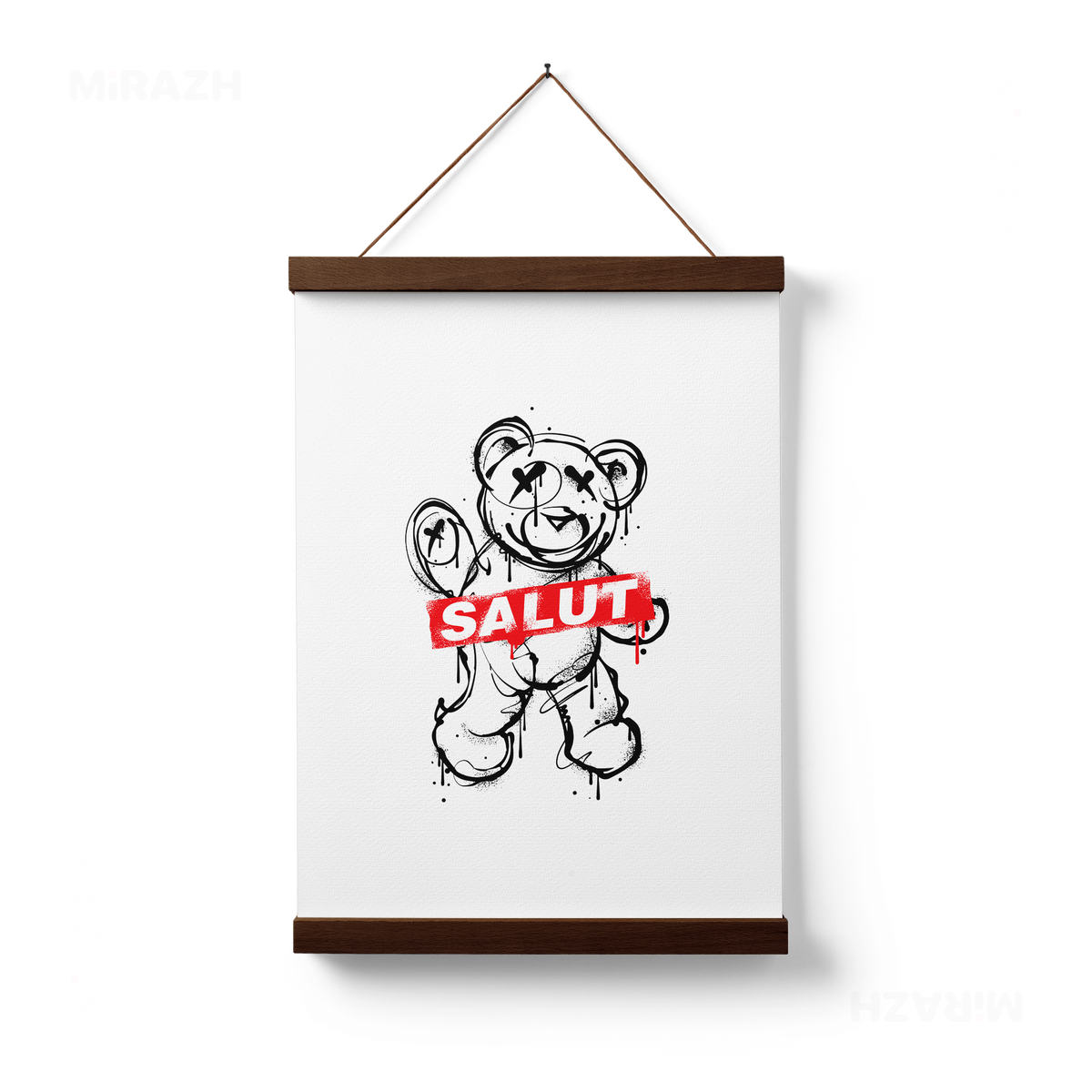 SalutRebelBear Magnetic Hanger Poster 01 Dark Wood