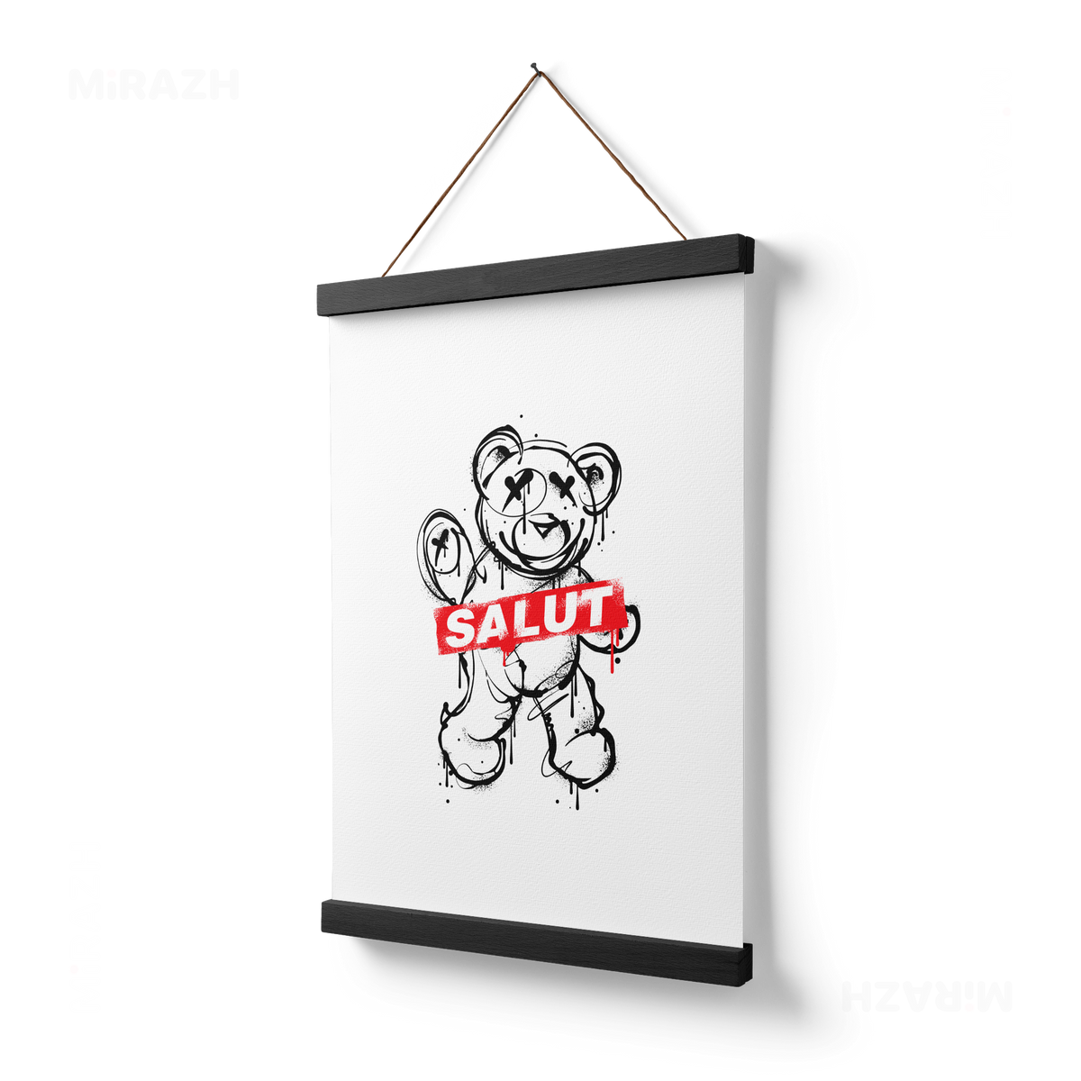 SalutRebelBear Magnetic Hanger Poster 03 Black Wood