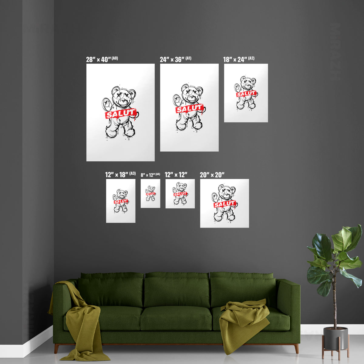 SalutRebelBear Magnetic Hanger Poster 06 Black Wood