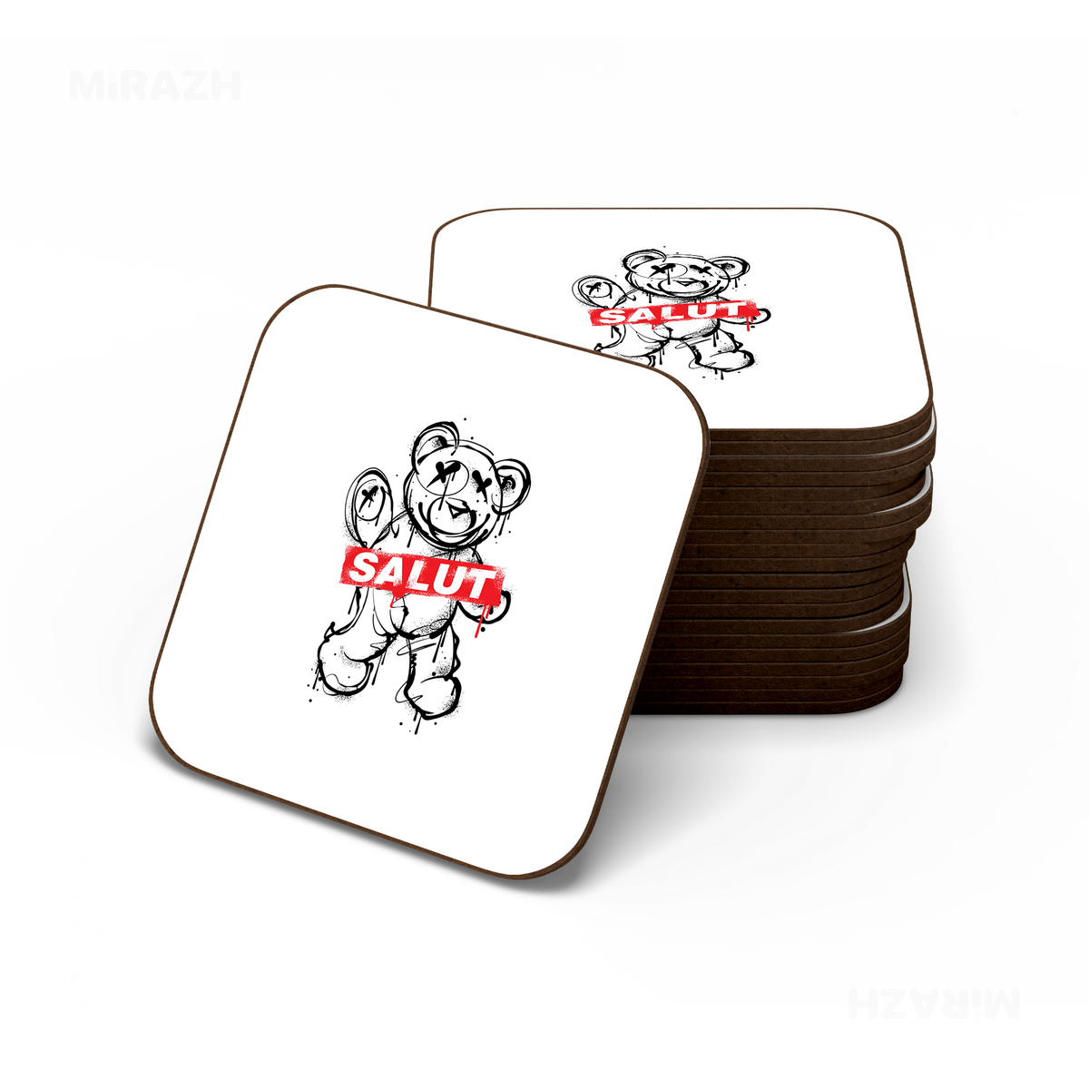 SalutRebelBear Semi Glossy Coaster 06