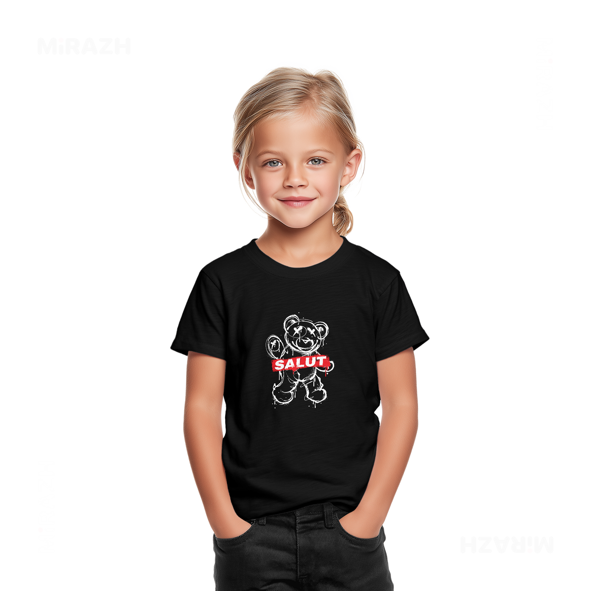 SalutRebelBear Toddler T Shirt 02 Black