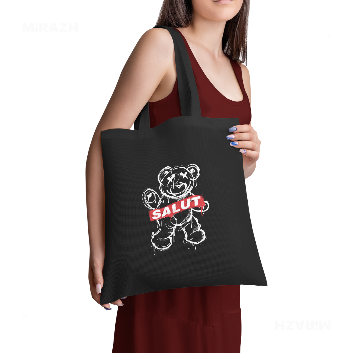 SalutRebelBear Tote Bags 02 Black