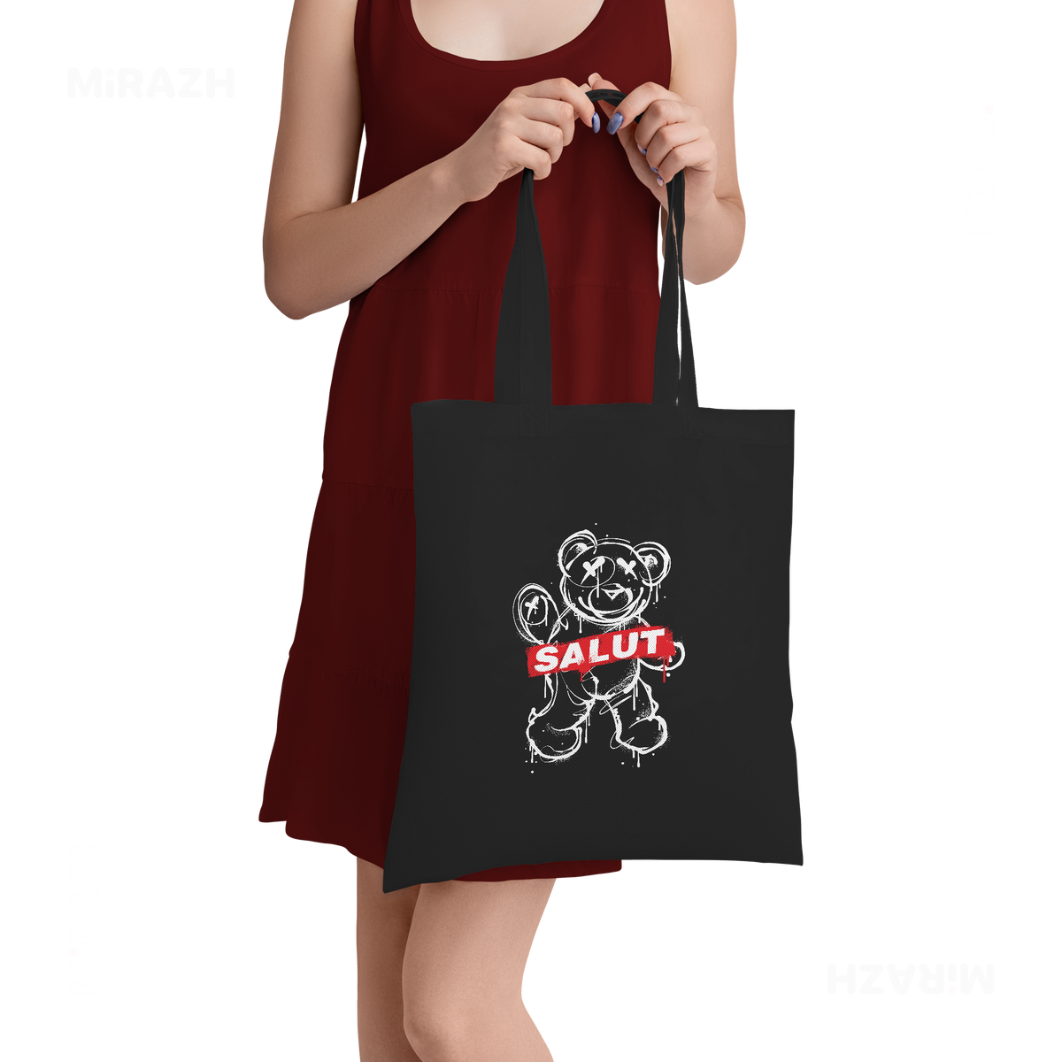 SalutRebelBear Tote Bags 05 Black