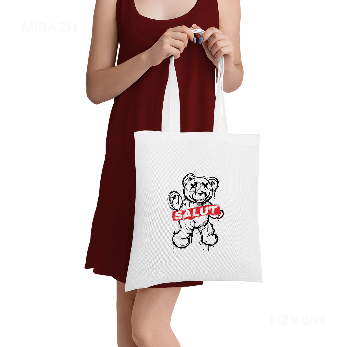 SalutRebelBear Tote Bags 05 White