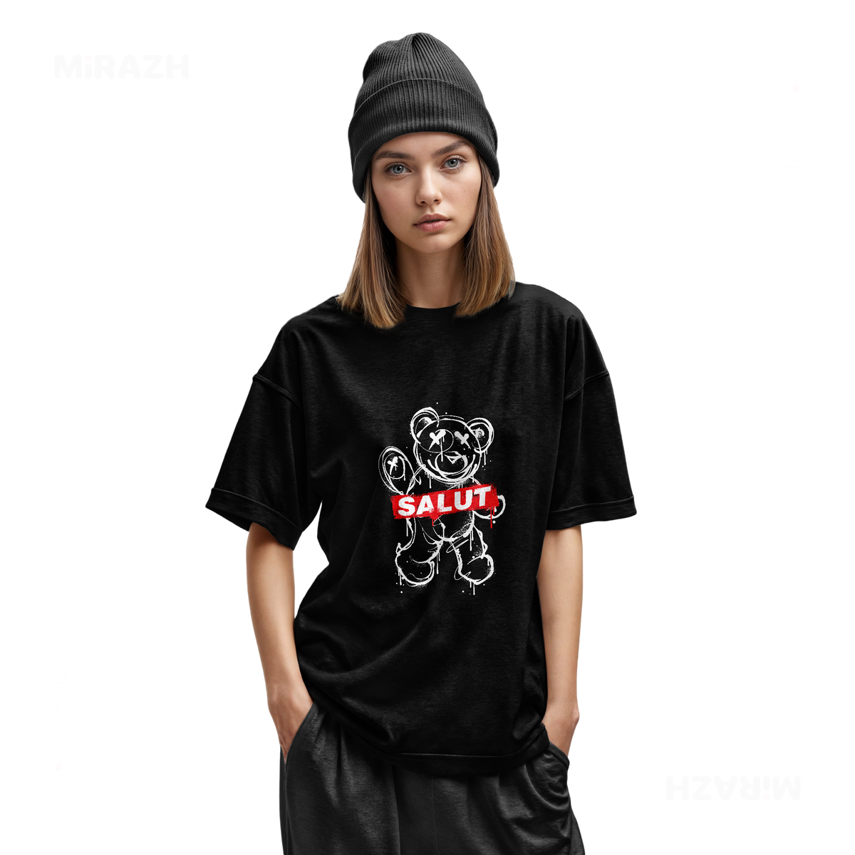 SalutRebelBear Youth T Shirt 02 Black