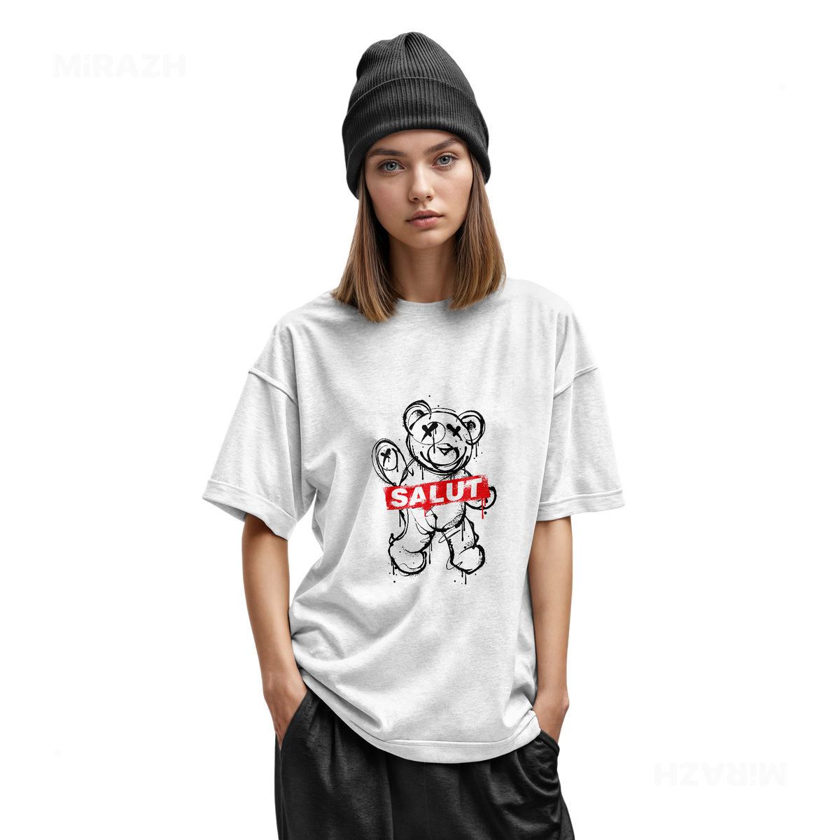 SalutRebelBear Youth T Shirt 02 White