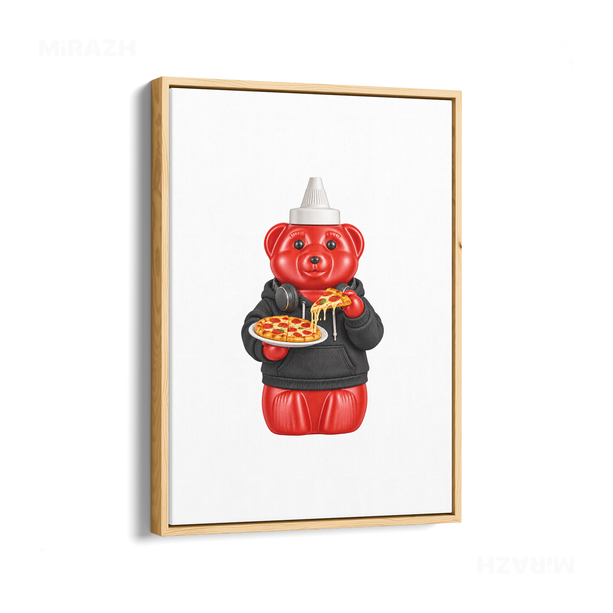 SosKhersiPizza Framed Canvas 01 Natural Wood