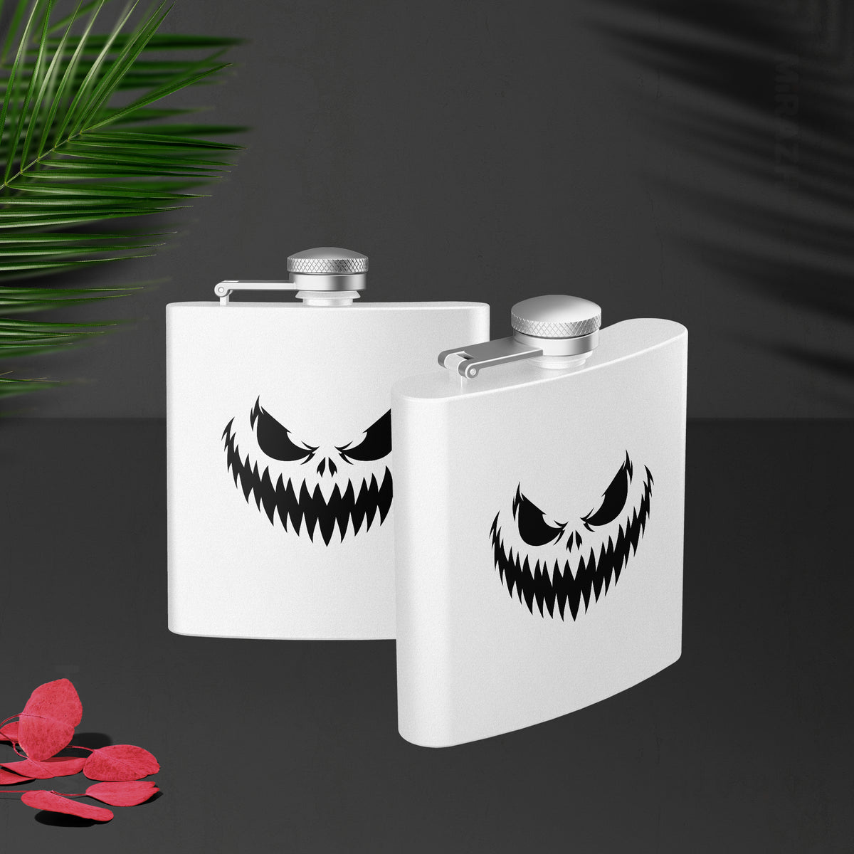 WickedJackOLantern Hip Flasks 02 White