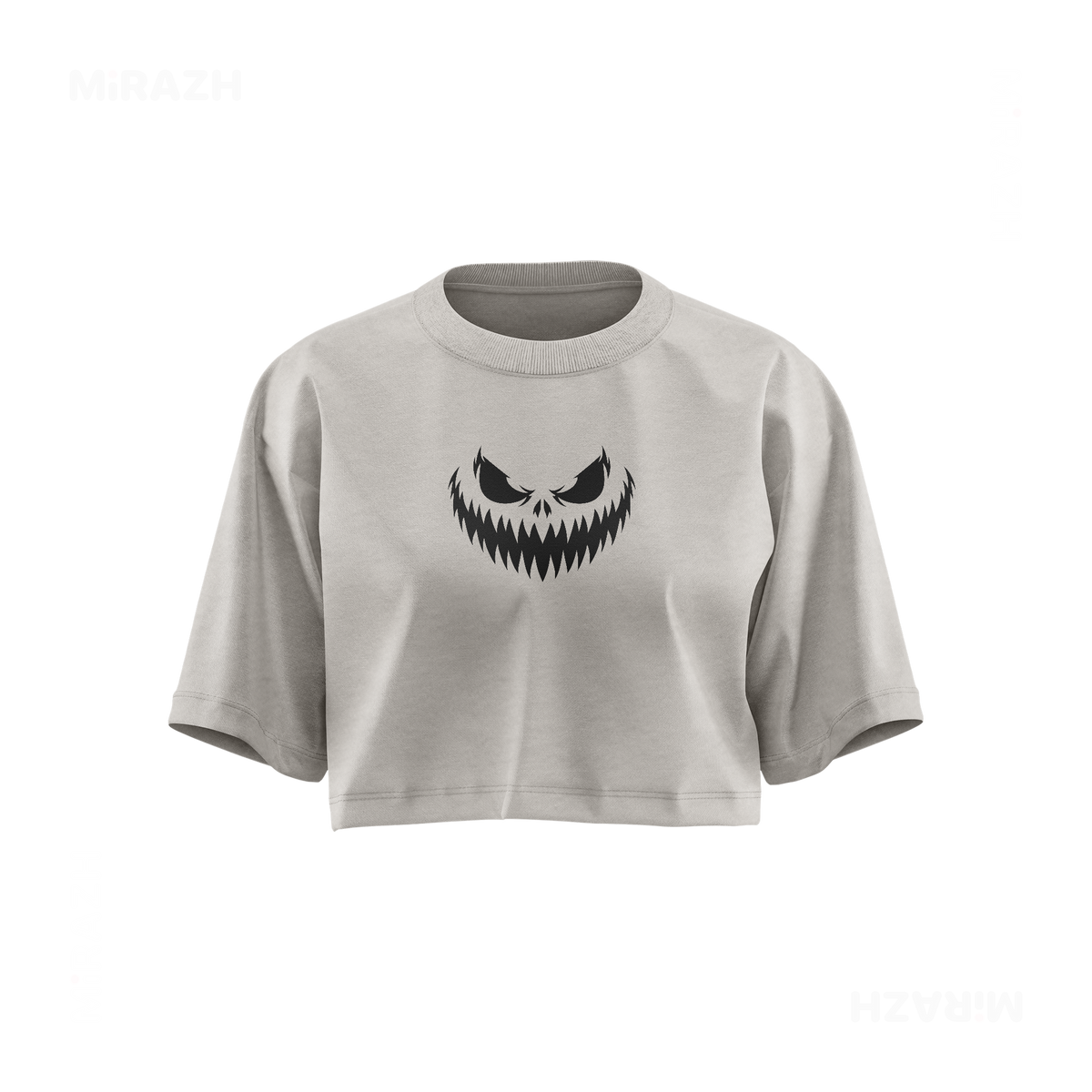 WickedJackOLantern Over Sized Crop Top 01 Faded Bone