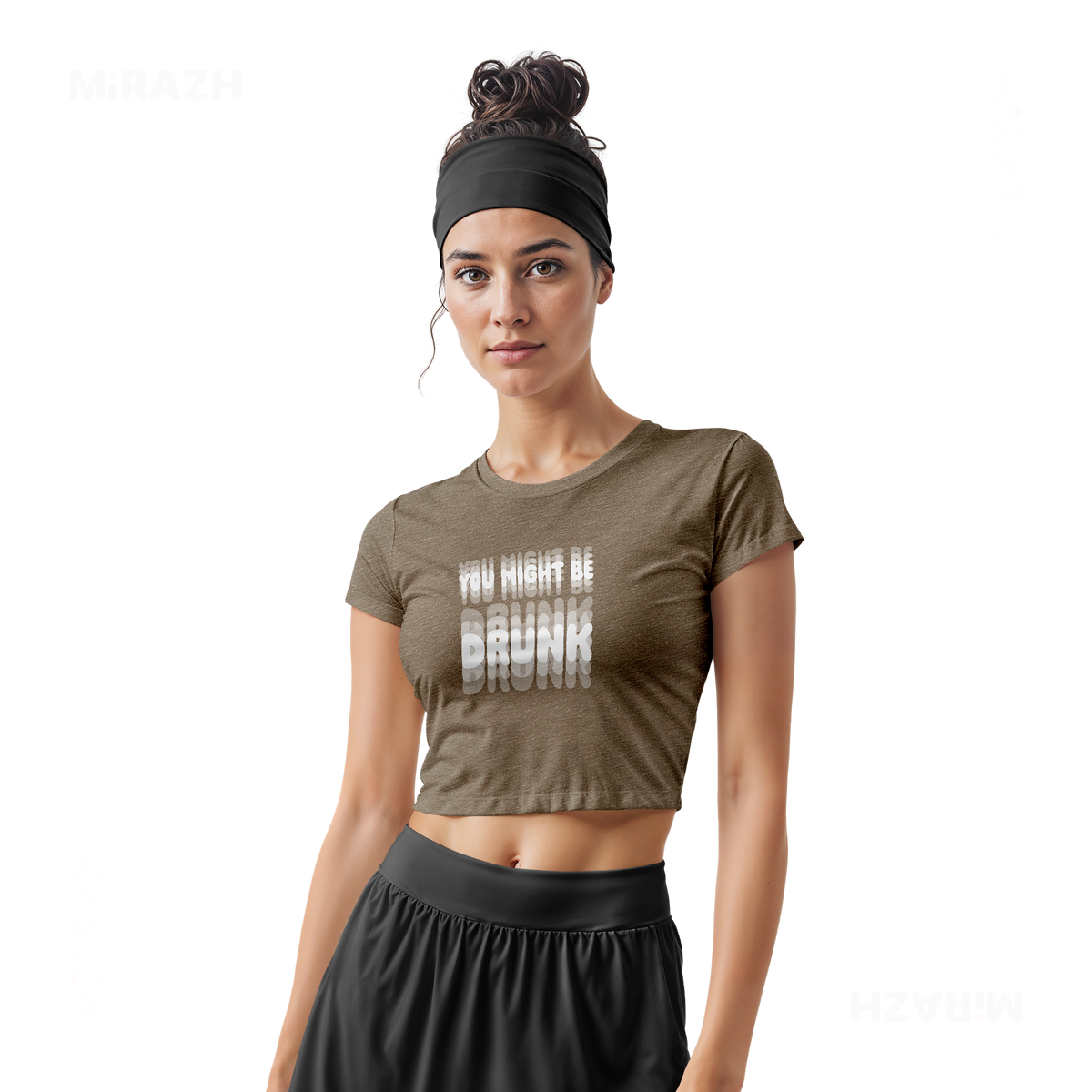 YouMightBeDrunk Fitted Crop Top 02 Heather Olive