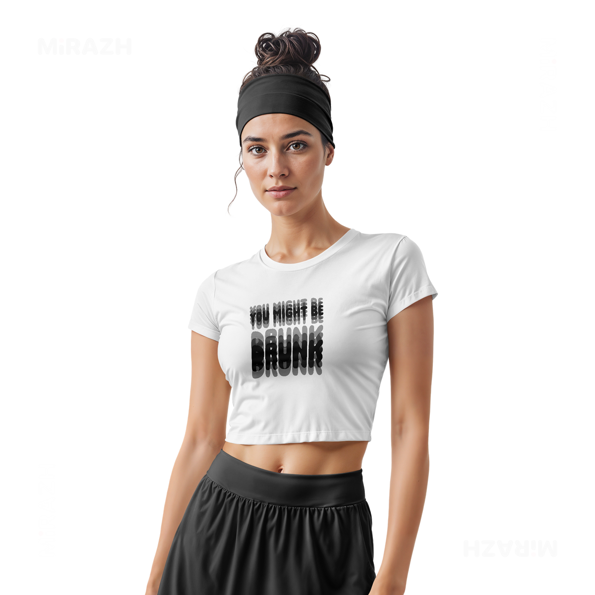 YouMightBeDrunk Fitted Crop Top 02 White