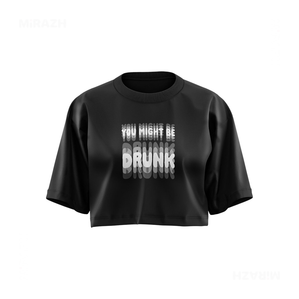 YouMightBeDrunk Over Sized Crop Top 01 Black
