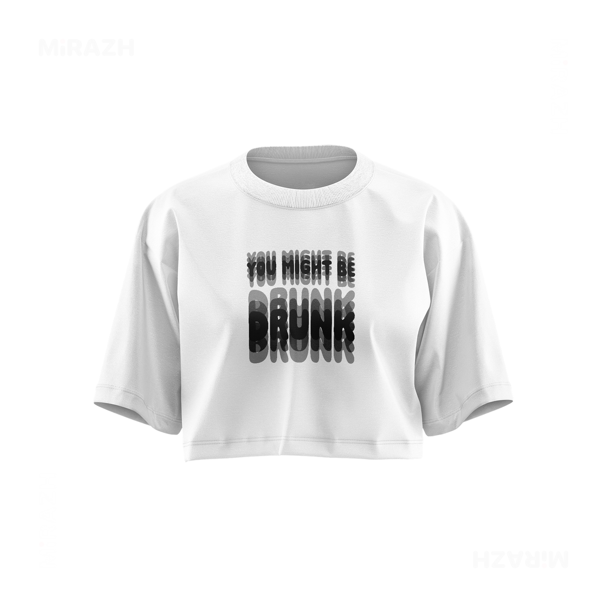 YouMightBeDrunk Over Sized Crop Top 01 White