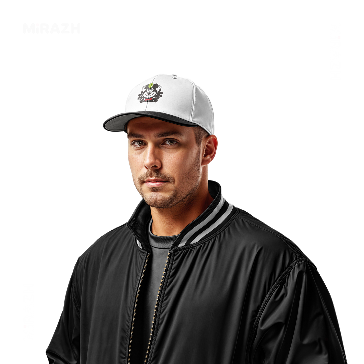 AdamsKhersiBlueberry Snapback Caps 02 White Black DTF