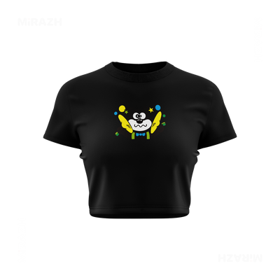 AdamsKhersiStrawberry Fitted Crop Top 01 Black