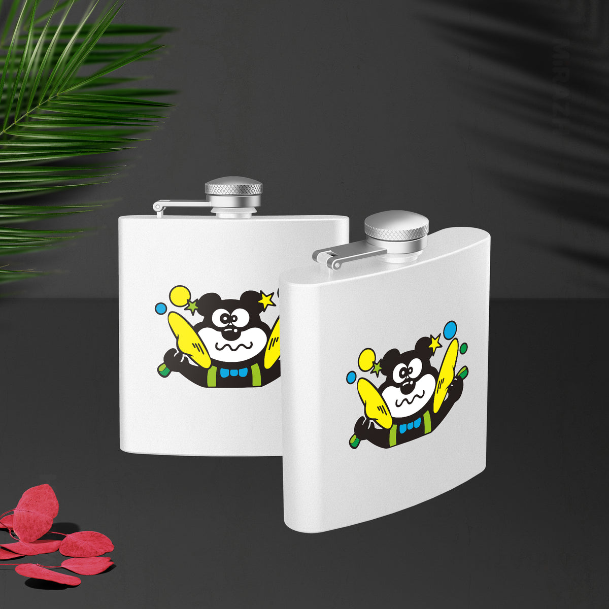 AdamsKhersiStrawberry Hip Flasks 02 White