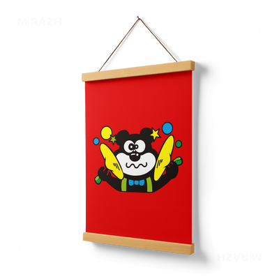 AdamsKhersiStrawberry Magnetic Hanger Poster 03 Natural Wood