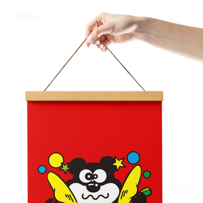 AdamsKhersiStrawberry Magnetic Hanger Poster 05 Natural Wood