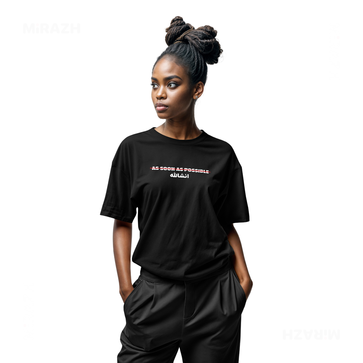 AsSoonAsInshallah Adult T Shirt 04 Black