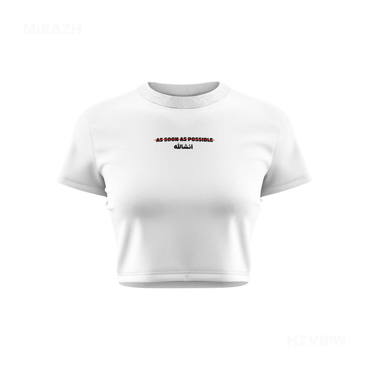 AsSoonAsInshallah Fitted Crop Top 01 White