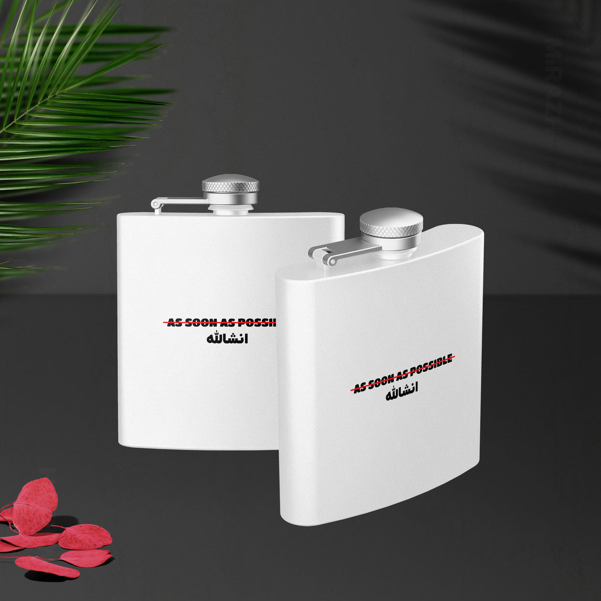 AsSoonAsInshallah Hip Flasks 02 White