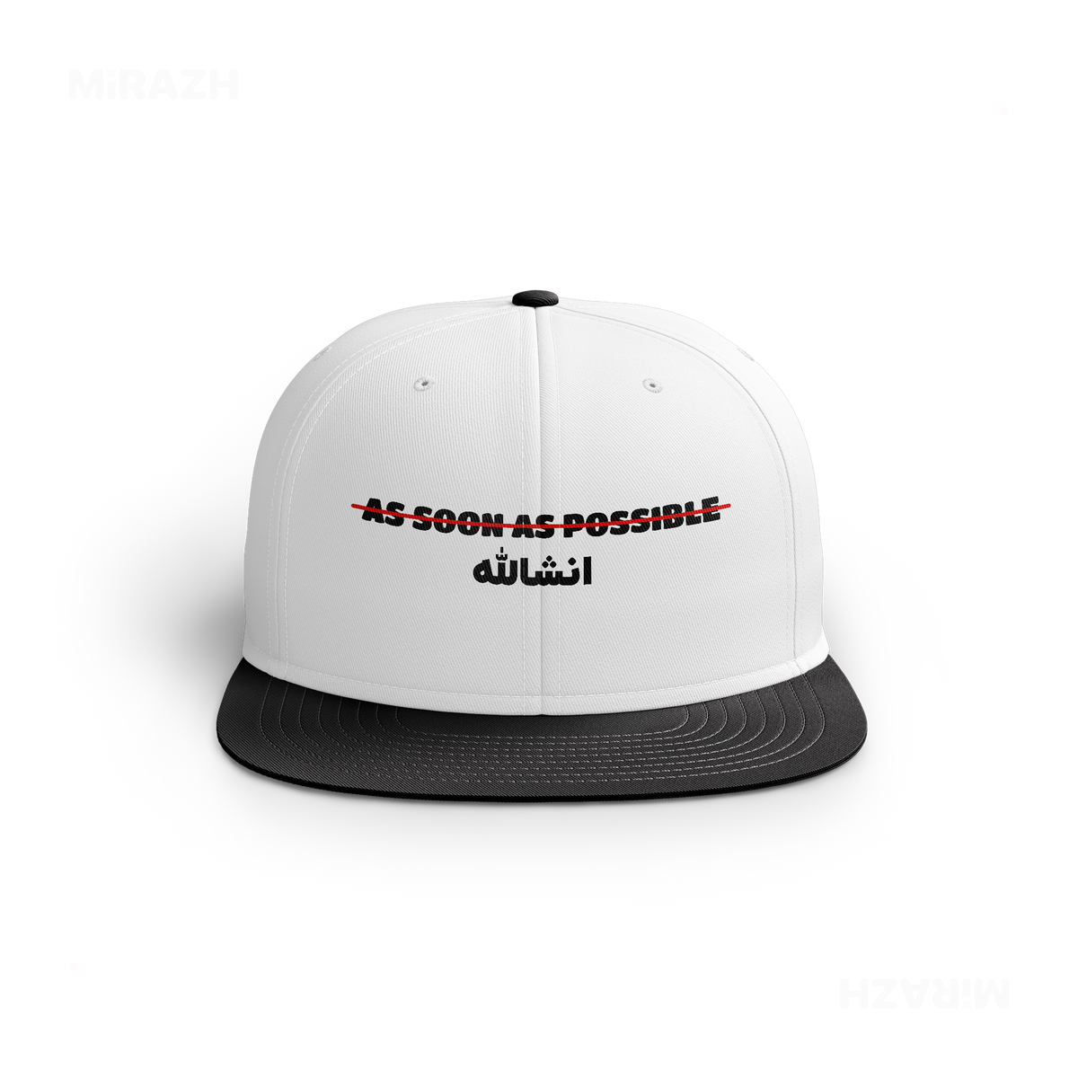 AsSoonAsInshallah Snapback Caps 01 White Black DTF